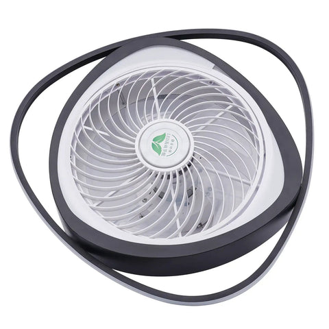 Ceiling Fan with Light 20 Inch Low Profile Invisible Chandelier Fan for, modern design with white blades and black body.