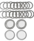 Heavy Duty Steel Differential Shim Kit For Ford 8.8 And GM 8.0 Rear Ends 23 Piece Gear Alignment Set showing various steel shims.