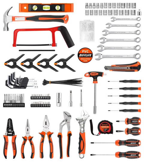 Comprehensive 240 Piece Socket Wrench Tool Set With Plastic Toolbox Storage Case For Auto Repair And Everyday DIY Home Maintenance Includes Metric And SAE Sockets Ratchets Extensions Bits And A Full Range Of Hand Tools