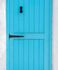 Heavy Duty Door Hinge T Shape Iron Gate Hinge 12 Inch With Screws Loadbearing Capacity Enhances Door Stability installed on blue door