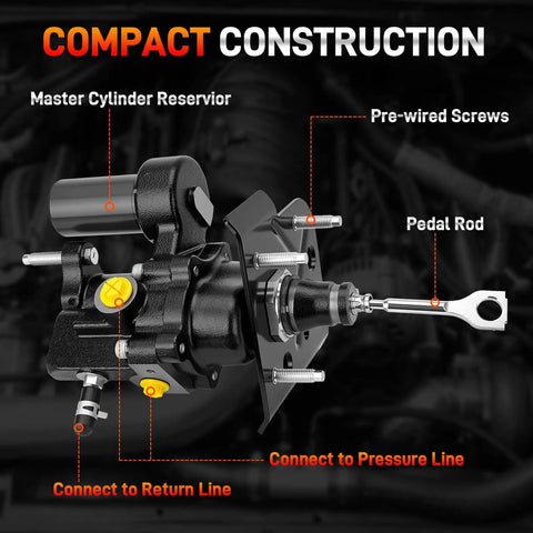 Diagram of Hydraulic Power Brake Booster For Chevy Silverado 2500 HD And GMC Sierra 2500 HD, showing connections and components.