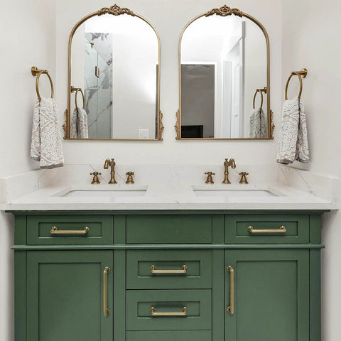 Green dresser with 10 Pack 3 Inch Hole Centers Antique Brass Cabinet Pulls Vintage Brass Handles For Cabinets Drawers Dressers Bedroom Vanities Closets Kitchen Hardware Heavy Duty Rustic Finish