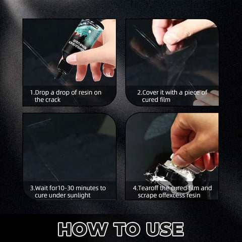 Step-by-step guide to using Windshield Repair Kit for Chips and Cracks, 2026 Upgrade Glass Sealant on a windshield.