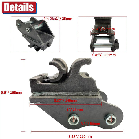 Dope Quick Hitch Attachments For Mini Excavators 0.6 To 3 Tons Rugged Quick Coupler System Backhoe Attachment with dimensions labeled