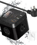 Travel Friendly Power Strip Cube With USB C 5ft Extension Cord Compact Weatherproof Surge Protector Outdoor Outlets