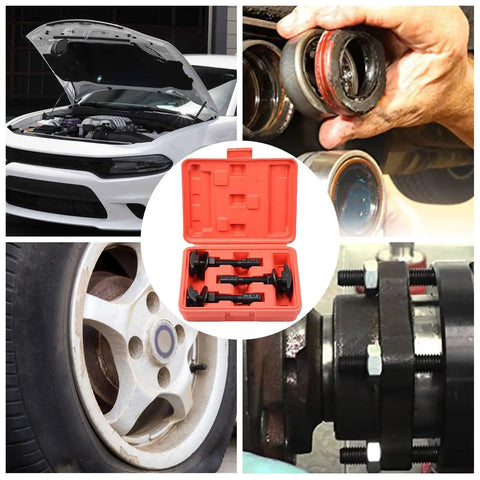 Heavy Duty Rear Axle Bearing Puller Tool Slide Hammer Extractor Kit With Three Sizes Plus Portable Case Makes Your Garage Hustle Go Faster On Any Vehicle And Keeps Setup Tidy For Simple Car Work By Beginners, red case open