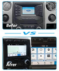 Before and after image of Ford Wireless CarPlay Upgrade Kit From 2 To 3 With 8 Inch Touchscreen GPS Navigation APIM NA223 Preprogrammed VIN Data For F150 F250 F350 F450 And Explorer Fast Plug And Play Truck Upgrade.