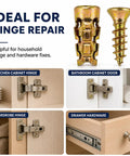 6 By 14 Mm Short Expansion Screw Set For Cabinet Hinges Repair Kit showing hinge applications on cabinets and drawers.