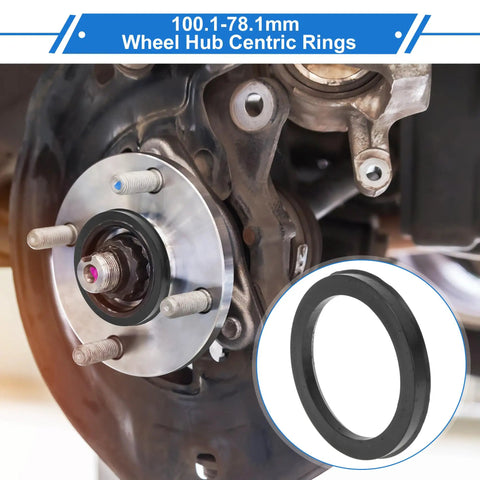 Heavy Duty Wheel Center Bore Adapters For A Smoother Cruise And Zero Shaky Vibes Down The Highway Hub Rings For Pickup Trucks Cars Rv 4 Pack Black 100.1mm To 78.1mm Polycarbonate Shock Absorbing Bushing on vehicle hub.