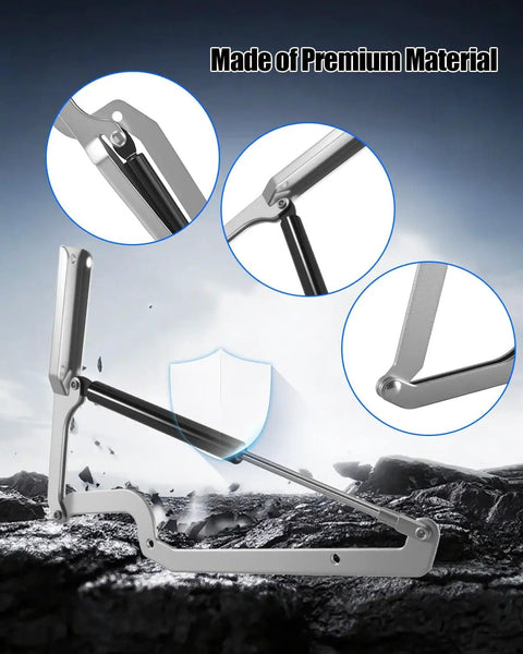 Gas Strut Lid Hinge For Storage Box, Slick Lid Lift And Smooth Opening, Compatible With Keter Toolbox, 2 Pack in metal finish