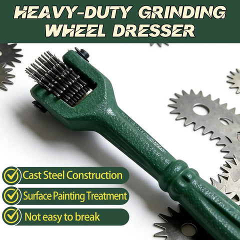 Heavy Duty Grinding Wheel Dresser Tool Kit With 25 Replacement Blades, close-up of green tool and carbon steel blades