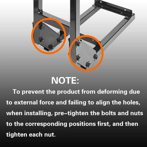 Universal Golf Cart Rear Safety Grab Bar With Triangle Reflector installation note on bolt alignment and tightening