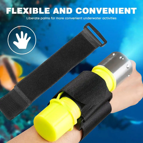 Two Pack Scuba Diving Flashlights 1200 Lumen T6 LED Dive Light With IPX8 Waterproof Underwater Torch for Night Snorkeling on wrist