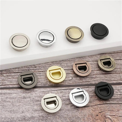 Hidden Door Handle Set Recessed Metal Pulls For Cabinets And Drawers Invisible Round Wardrobe Shoe Pulls Durable Metal Color G