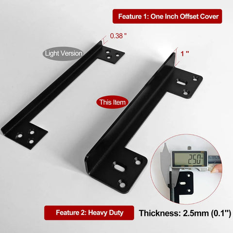 Heavy Duty Swing Out Door Latch Guard With Solid One Inch Offset Cover showing 2.5mm thickness and offset design.