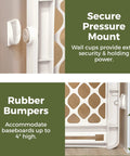 Recycled Plastic Baby Gate Pressure Mounted Doorway Safety Barrier features secure pressure mount and rubber bumpers for baseboards.