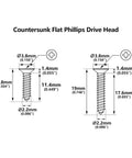 Countersunk Flat Phillips Drive Head screw dimensions for Slick Premium Black Humbucker Pickup Frame Mounting Screws Set Compatible With Gibson Les Paul And Sg Electric Guitars Dope Gear Hardware Tight Fit Axe Parts.