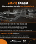 Vehicle fitment illustration for Pair Front CV Axle Shafts Assembly For Ford Escape And Lincoln MKZ AWD direct fit replacement.