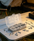 800 Pcs Round Head Self Tapping Screws M2 Carbon Steel Assorted Kit on metal table outdoors