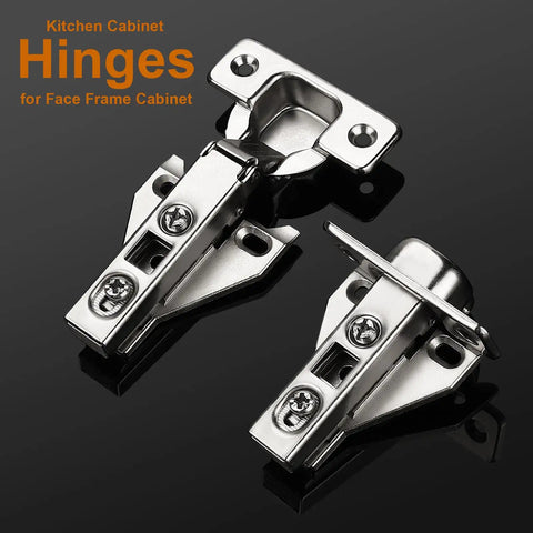 Face Frame Cabinet Hinges 105 Degree Concealed No Fuss Brushed Satin Nickel 35mm Cup 14 To 22mm Door Thickness Full Overlay 2 Pack With Mounting Screws Easy Install For Your American Kitchen Cabinets