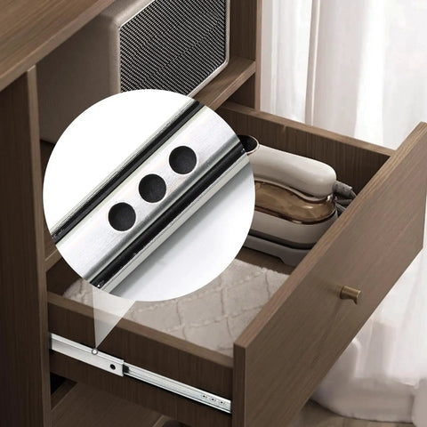 Heavy Duty 12 Inch Metal Drawer Slides With Ball Bearing Smooth Rolling Rails For Cabinet And Dresser Built To Last Two Way Extendable Tracks Zinc Plated Steel Durable Drawer Rails installed in a wooden dresser