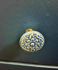 Blue floral vintage ceramic knob from Eight Vintage Ceramic Knobs Set With Screws For Dresser Cabinet Drawer Doors Retro Floral Pulls For Kitchen Furniture
