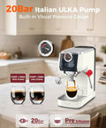 58mm Dual Boiler Espresso Machine Workhorse With Quick Milk Frothing PID NTC Temp Control 20 Bar ULKA Pump on kitchen counter
