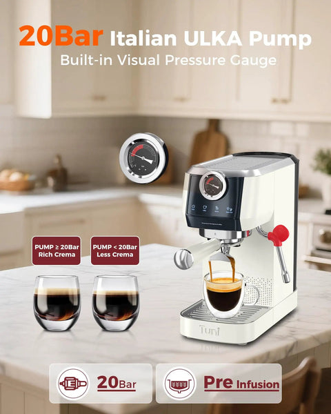 58mm Dual Boiler Espresso Machine Workhorse With Quick Milk Frothing PID NTC Temp Control 20 Bar ULKA Pump on kitchen counter