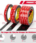 Three rolls of Heavy Duty Double Sided Tape 2 Inch By 15.4 Feet, VHB Mounting Foam Tape 0.025 Inch Thick Black 5925 with red liner