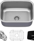 23 Inch Stainless Steel Undermount Kitchen Sink With 18 Gauge Single Bowl Heavy Duty Durable Scratch And Stain Resistant Satin Finish