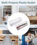 Eighteen Pack Slick Slim Plastic Baskets For Narrow Drawer Setup, 10x3 inch, ideal for organizing closets, kitchens, classrooms, and garages.