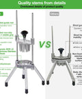 Comparison chart of Pro Grade Citrus Slicer 8-Section With V-Shaped 420 Stainless Steel Blades versus other slicer showing feature differences.