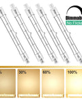 R7S 150W 120V Halogen Light Bulbs Double Ended T3 78mm 3 Inch Long Life Pack of 5 with dimming range 10% to 100%
