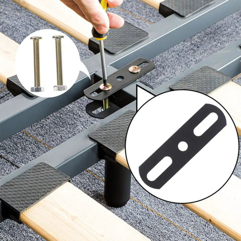 Adjustable Black Iron Furniture Support Legs Set for Beds, Cabinets, and Sofas installation with screws included