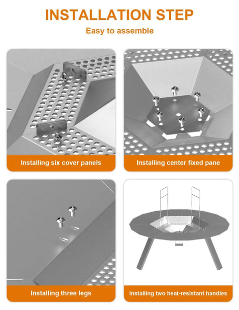 Heat Deflector For 19.5 Inch Bonfire Fire Pit With Handle 304 Stainless Steel Detachable Camping Essential assembly guide