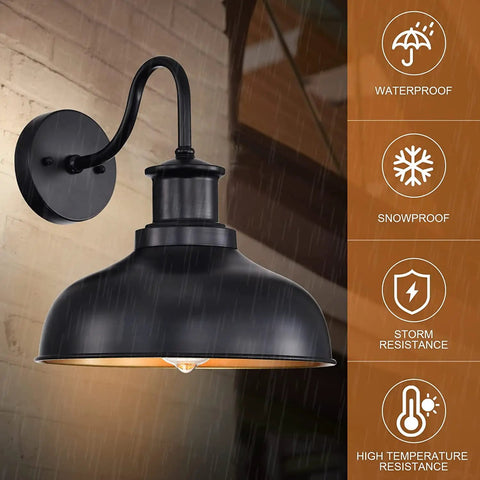 Outdoor Barn Lights 4 Pack Rustic Farmhouse Wall Sconces With Matte Black Finish And Gold Interior Industrial Exterior Lanterns