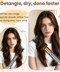 Woman using Anti Snag Loop Brush Attachment For Dyson Airwrap HS01 HS05 HS08, Loop Bristles For Frizz Control, Helps Dry Wet Hair Faster