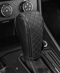 Leather Gear Shift Knob Cover With Upgraded Anti Slip Grip For Cars Trucks And SUVs Universal Fit installed in luxury car interior