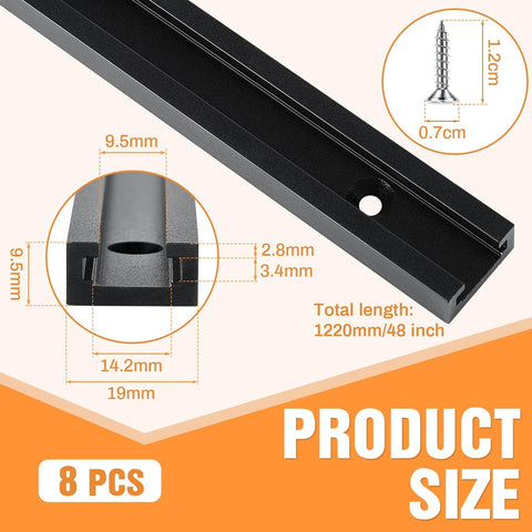 8 Pack 48 Inch Double Cut Profile Universal T Track With Predrilled Mounting Holes Pro Grade Aluminum T Track For Woodworking