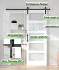 32 Inch By 84 Inch White Frosted Glass Sliding Barn Door With 66 Inch Hardware Kit And Handle PVC Surface Finish