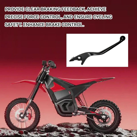 Electric dirt bike with focus on Yozma IN10 Ebike Two Pack Aluminum Adjustable Brake Levers Left And Right Replacement beside it