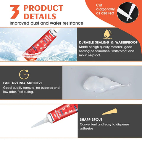 Heavy Duty High Temp Silicone Sealant For Oven, Grill, And Microwave, Fast Drying Waterproof Adhesive With Brush, Heat Resistant Glue details