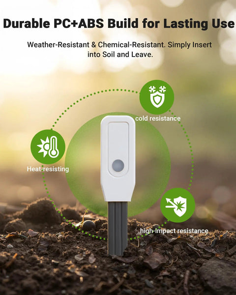Smart WiFi Soil Moisture Meter For Plants With App Alerts No Guesswork 2 In 1 Sensor Tracks Moisture And Temperature Remotely Real Time Data For Indoor Outdoor Gardening And Houseplant Care, PC+ABS