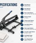 Specifications of Heavy Duty Manual Tile Cutter With Bright Green Laser Guide And Beefed Up Steel Rails For Straight Cuts Up To 1800 Mm.