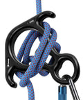 Beefy Rescue Figure Belay Device For Rock Climbing And Peak Rescue 50 kN Load Descent Gear with rope and carabiner detail