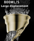 Heavy Duty Gold Linear Shower Drain With Brick Pattern Grate And Built In Hair Catcher For Bathrooms That Keeps Things Fresh With Quick Drain Performance and Smooth Operation Zero Drama Setup Brings Home The Best, showing 800ML/S flow.