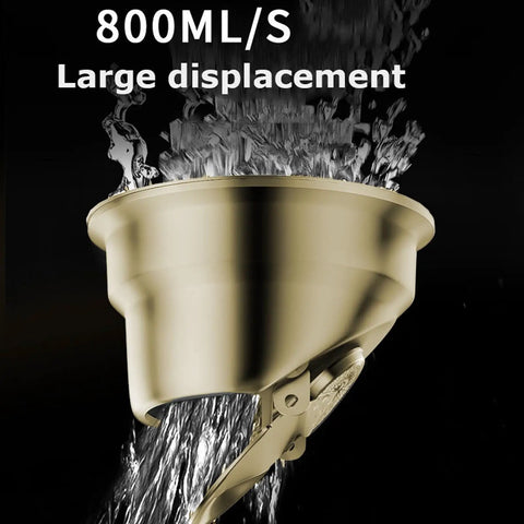 Heavy Duty Gold Linear Shower Drain With Brick Pattern Grate And Built In Hair Catcher For Bathrooms That Keeps Things Fresh With Quick Drain Performance and Smooth Operation Zero Drama Setup Brings Home The Best, showing 800ML/S flow.