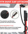 Beefy 2 Pack 2 Pin Quick Disconnect Polarized SAE Wire Harness with dust cap attached, heavy-duty 10 AWG cable visible