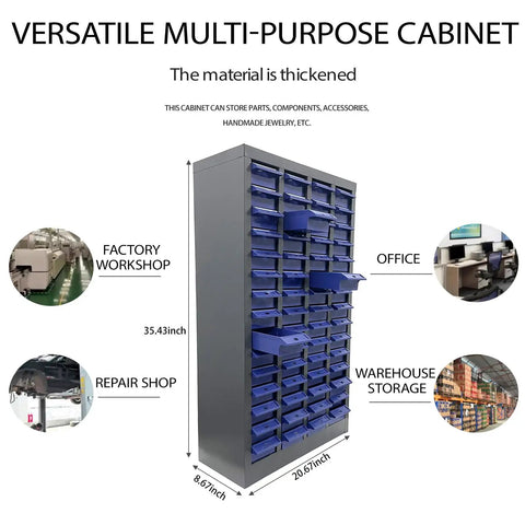 Built Tough Heavy Duty Hardware Organizer Cabinet With 60 Drawers, Parts Storage Box Without Doors, metal, for garages and shops
