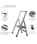 Workhorse Aluminum 1 Step Folding Ladder With Wide Anti Slip Steps And Safety Latch Lightweight Heavy Duty Step Stool image showing features
